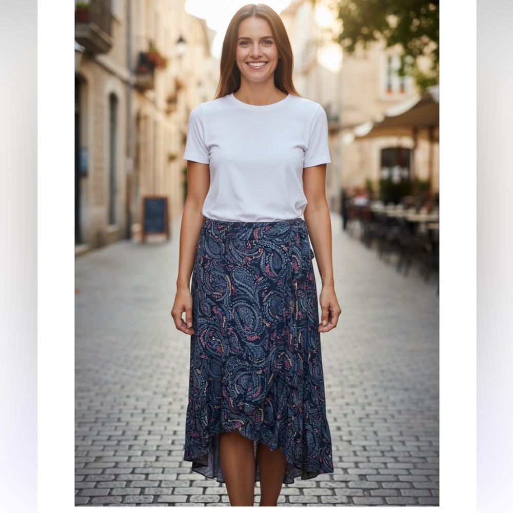 Paisley Print Blue Skirt